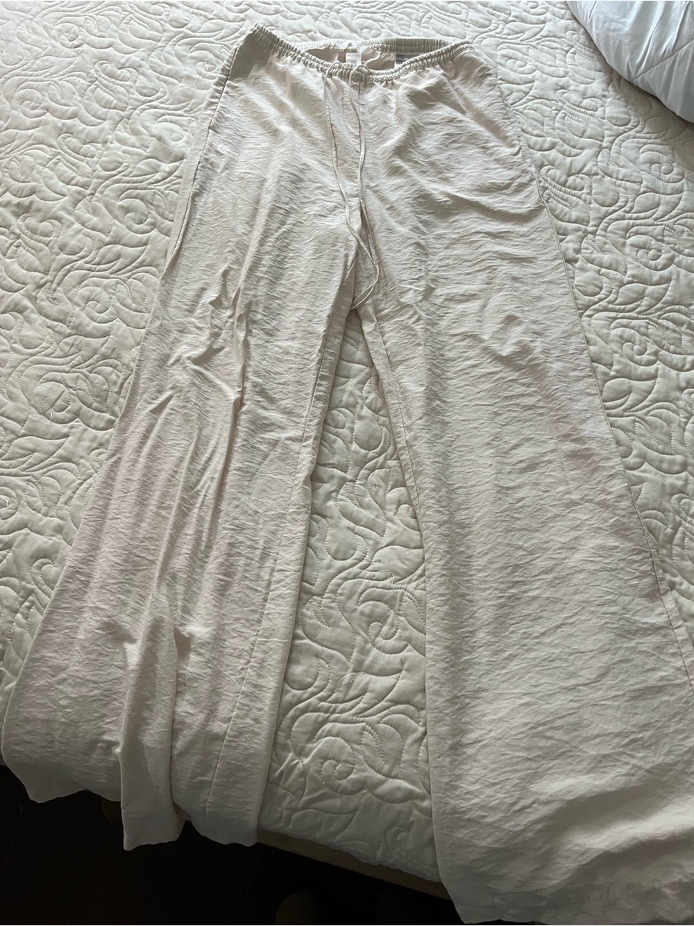 H&M Wide Leg Viscose Pants in Light Cream Size XS